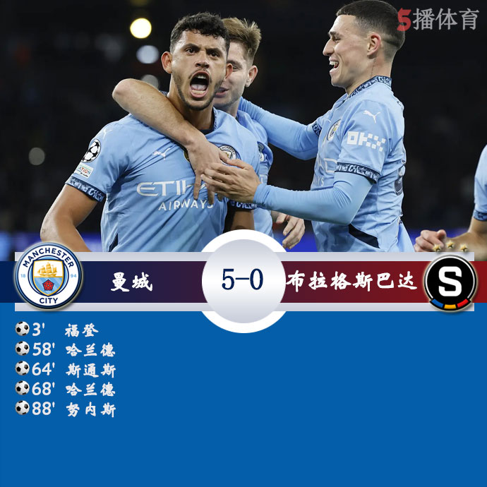 曼城  5 - 0  布拉格斯巴达